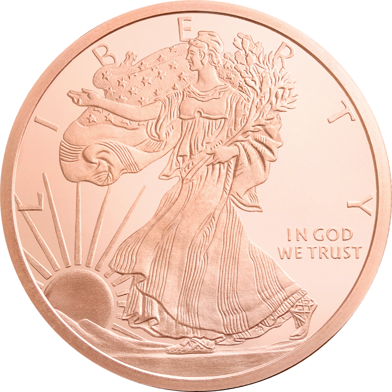 (New) USA Walking Liberty Copper 2 oz Round