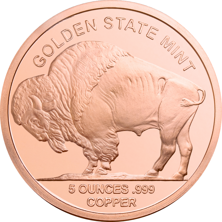 (New) USA Buffalo Copper 5 oz Round - Image 2