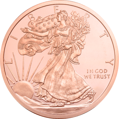 アメリカ「ウォーキング・リバティ」純銅 赤金 5常衡オンス メダル