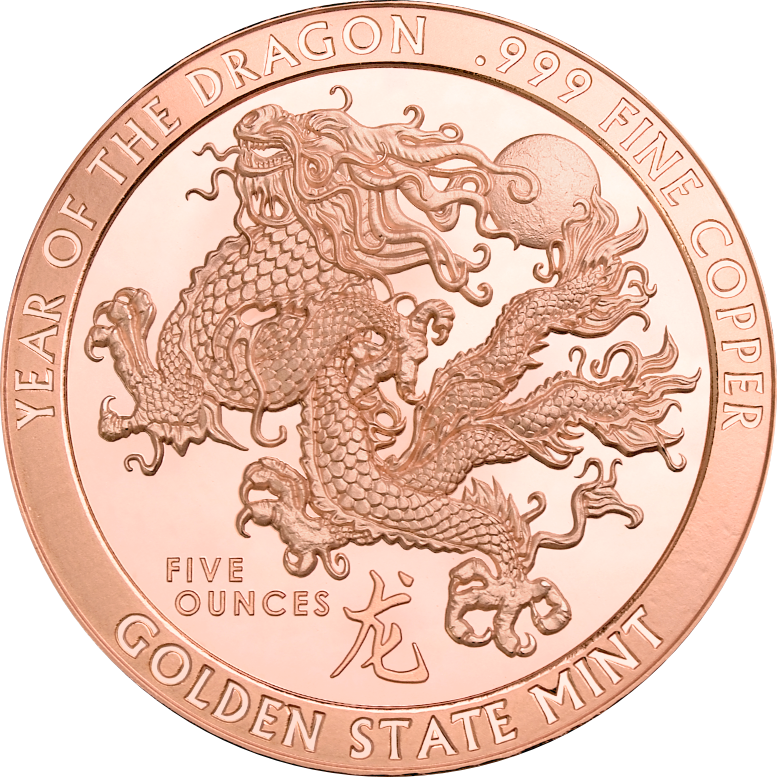 (New) USA Year of the Dragon Copper 5 oz Round