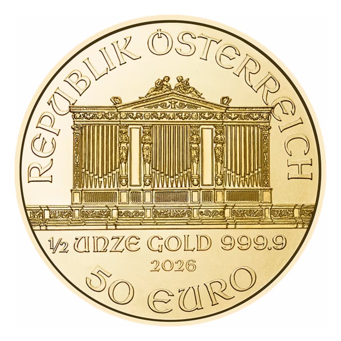 2026 (New) Austrian Philharmonic Gold 1/2 oz Coin - Image 2