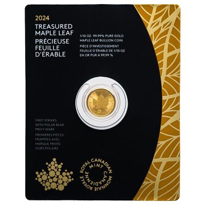 2024年 (新品) カナダ「メイプルリーフ」「シロクマ」純金 1/10オンス 金貨