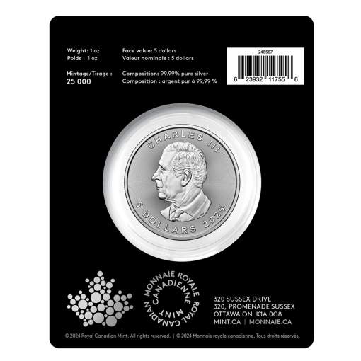 メイプルリーフ 1オンス銀貨 2025年 2025年カナダ 1オンスメイプルリーフ銀貨ローズゴールドメッキリバース