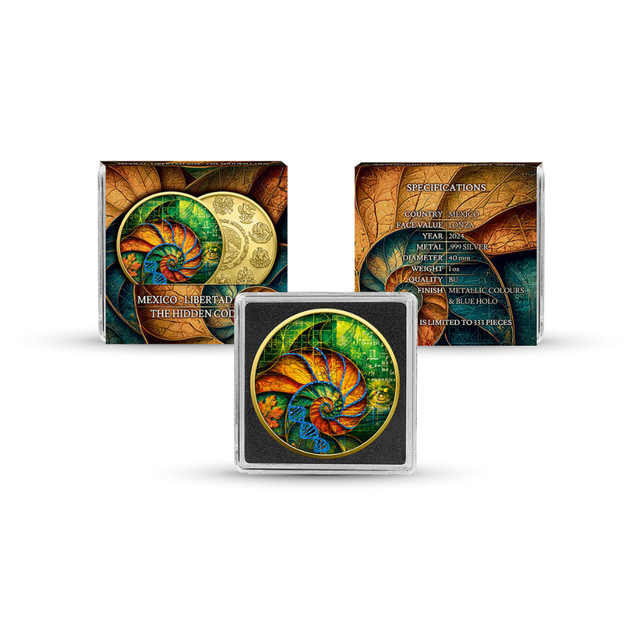 2024 (New) Mexico Libertad The Hidden Code Silver 1 oz Color Gilded Coin - Image 4