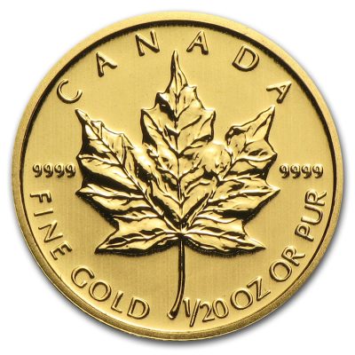 2013 (New) Canadian Maple Leaf Gold 1/20 oz coin