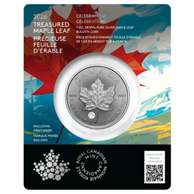 2026 (New) Canadian Treasured Maple Leaf (Celebration! Privy) Silver 1 oz Coin