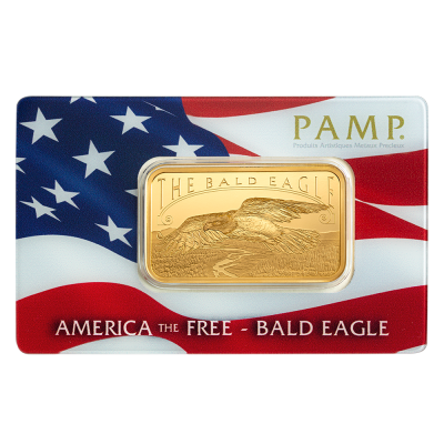 (New) Swiss Pamp America the Free Bald Eagle Gold 1 oz Bar