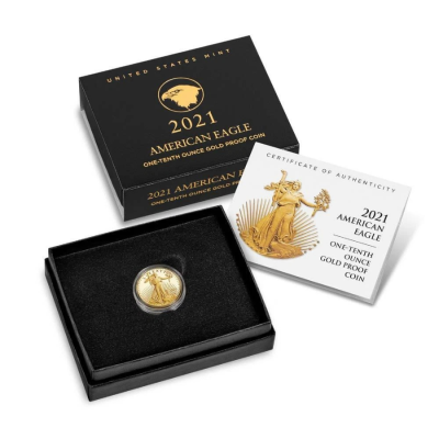 2021年 (新品) アメリカ「イーグル・ウオーキング リバティ」純金 1/10オンス プルーフ 金貨