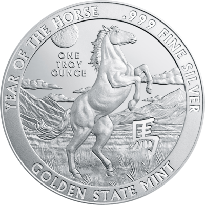 (新品) アメリカ ゴールデンステートミント「干支 十二支・午年 馬年」純銀 1オンス メダル
