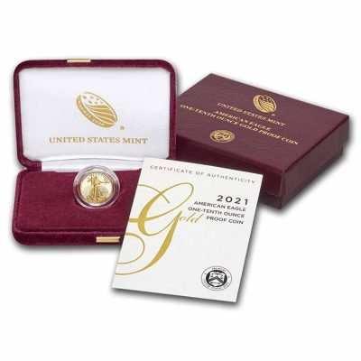 2021年 (新品) アメリカ「イーグル・ウオーキング リバティ」純金 1/10オンス プルーフ 金貨