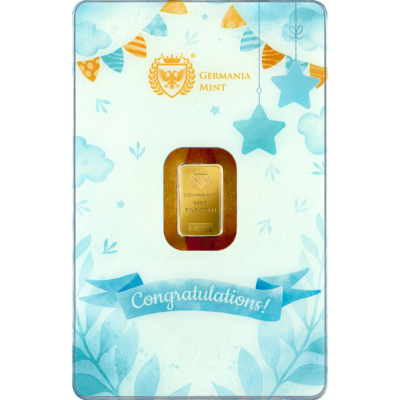(新品) ポーランド ゲルマニア「新生児・男の子」純金 1グラム バー