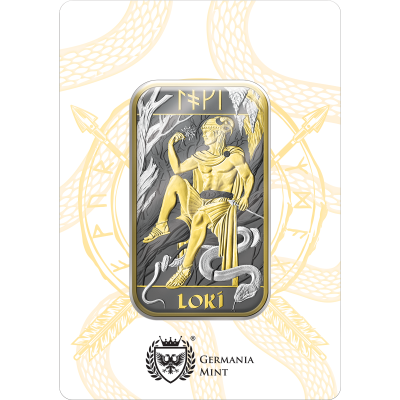 (New) Great Britain Royal Mint Norse Gods Series Loki Silver 1 oz Gilded Bar