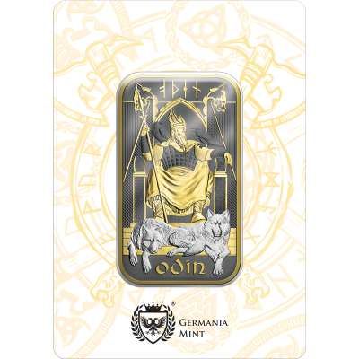 (New) Great Britain Royal Mint Norse Gods Series Odin Silver 1 oz Gilded Bar