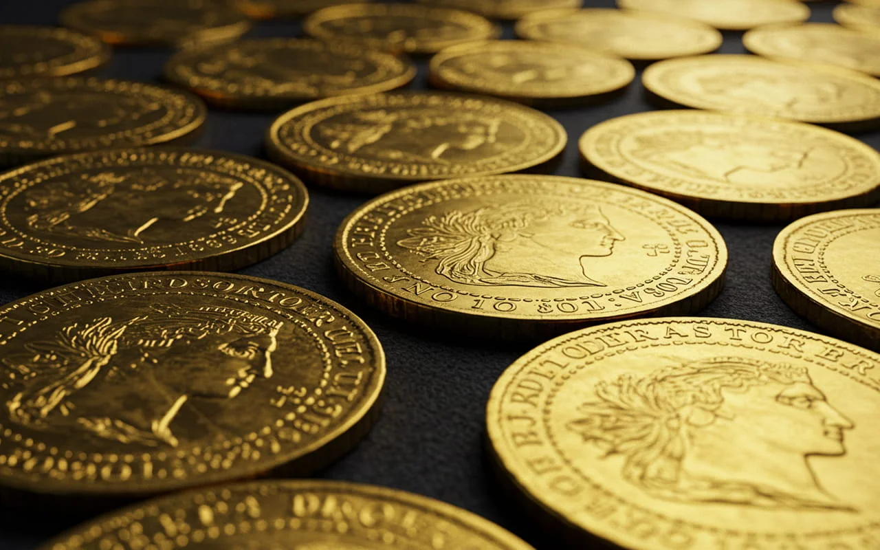 複数の金色のコイン