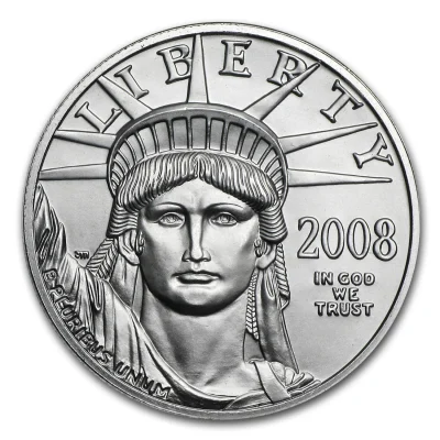 2008年 (新品) アメリカ「イーグル・ウオーキング リバティ」純プラチナ 1/2オンス プルーフ プラチナ貨