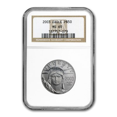 2003 (New) American Eagle Platinum 1/2 oz Coin NGC MS69