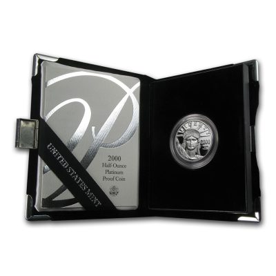 2000年 (新品) アメリカ「イーグル・ウオーキング リバティ」純プラチナ 1/2オンス プルーフ プラチナ貨