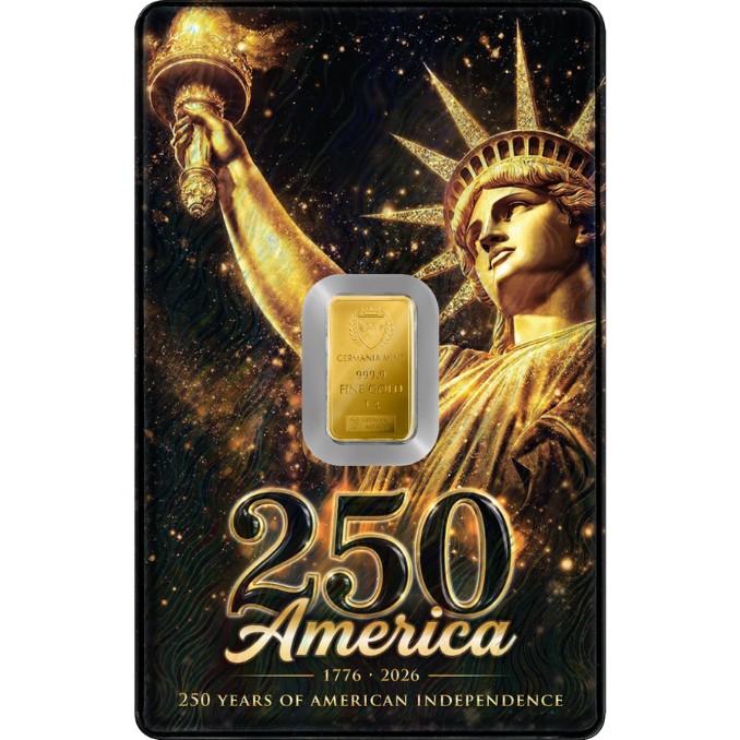 新品) ポーランド ゲルマニア「アメリカ独立250周年」純金 1グラム