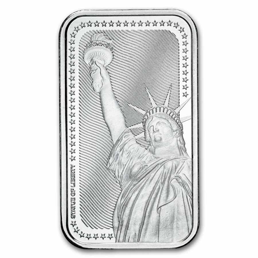 1トロイオンス純銀バー　「アメリカ自由の旗」 新品) アメリカ「自由の女神」純銀 1オンス バー | ゴールド市場ドットコム